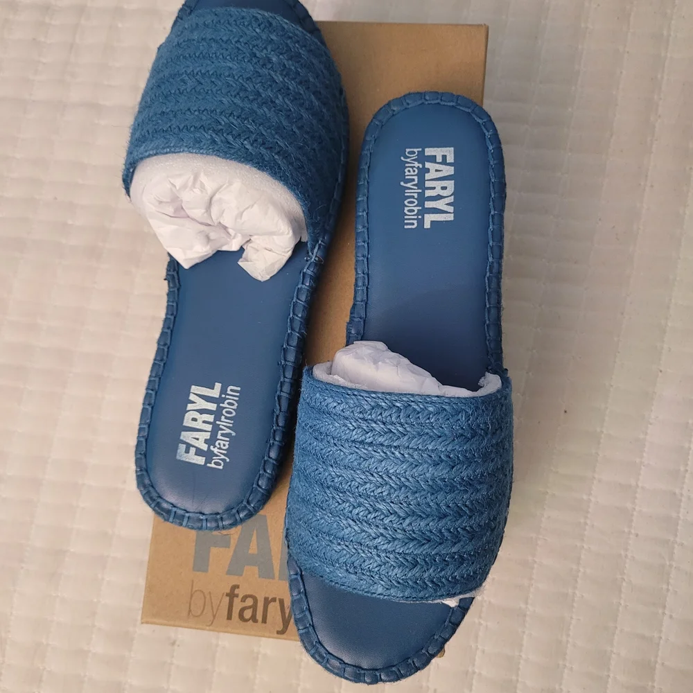Farylrobin Blue Woven Slide Sandals - Picture 2 of 8